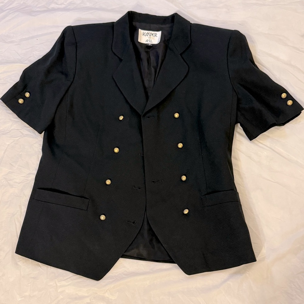 Kasper Black Blazer with Short Sleeves